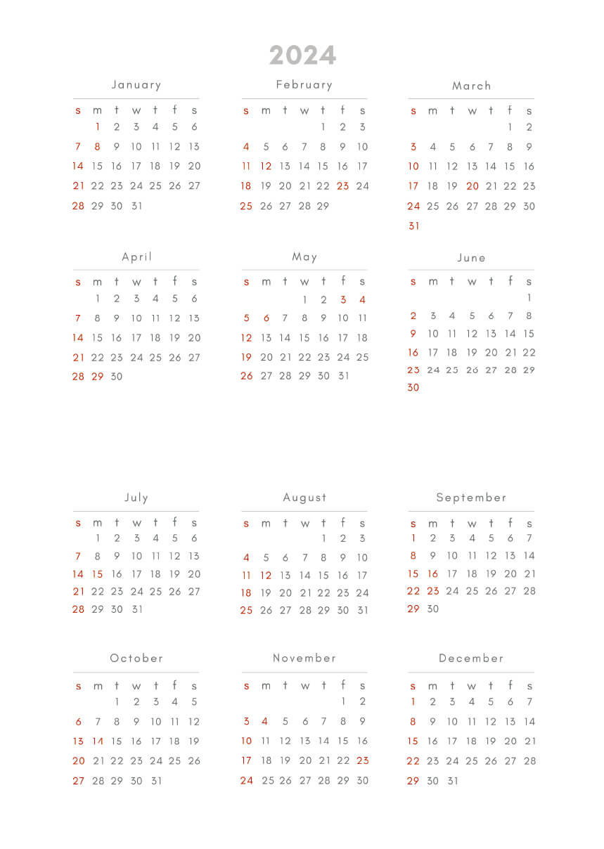 2024年12月カレンダー